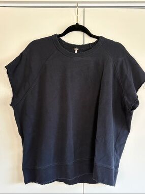 Free People Washed Black Short-Sleeve Sweatshirt